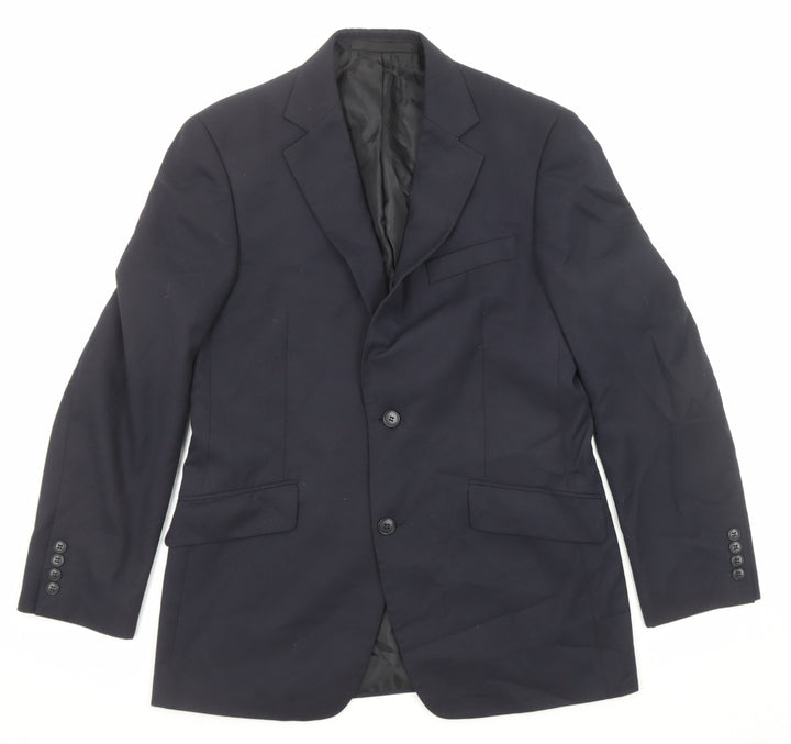 Terry de Havilland Mens Blue Polyester Jacket Suit Jacket Size 38 Regular