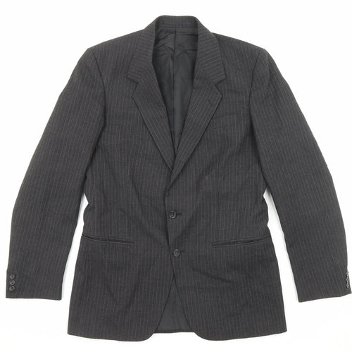C&A Mens Black Striped Polyester Jacket Suit Jacket Size 40 Regular