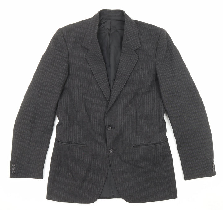 C&A Mens Black Striped Polyester Jacket Suit Jacket Size 40 Regular