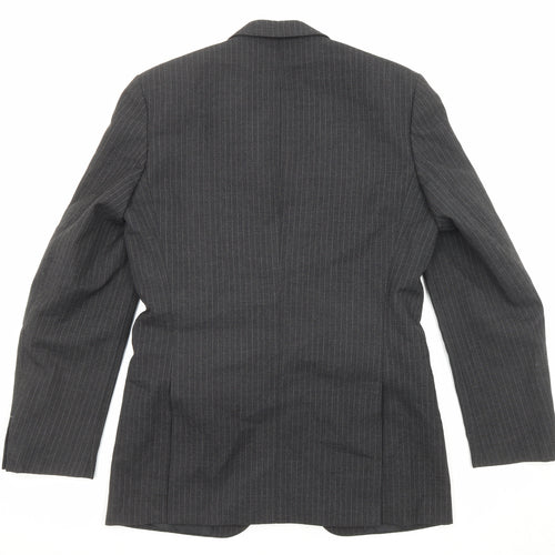C&A Mens Black Striped Polyester Jacket Suit Jacket Size 40 Regular