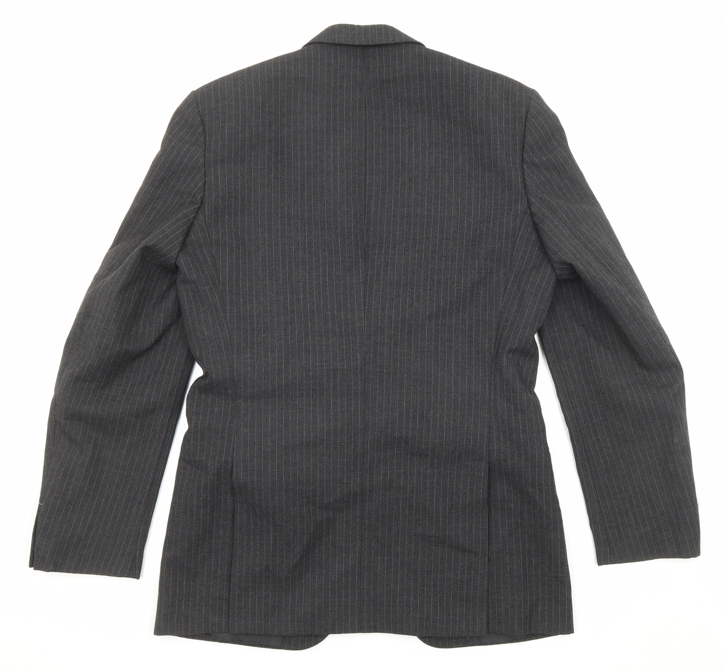C&A Mens Black Striped Polyester Jacket Suit Jacket Size 40 Regular