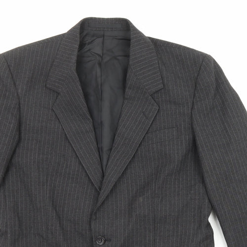 C&A Mens Black Striped Polyester Jacket Suit Jacket Size 40 Regular