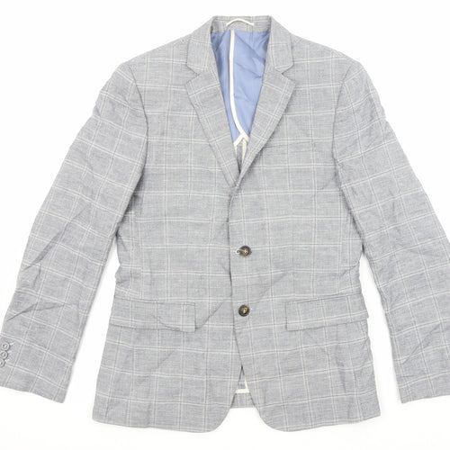 River Island Mens Grey Plaid Polyester Jacket Suit Jacket Size 40 Regular