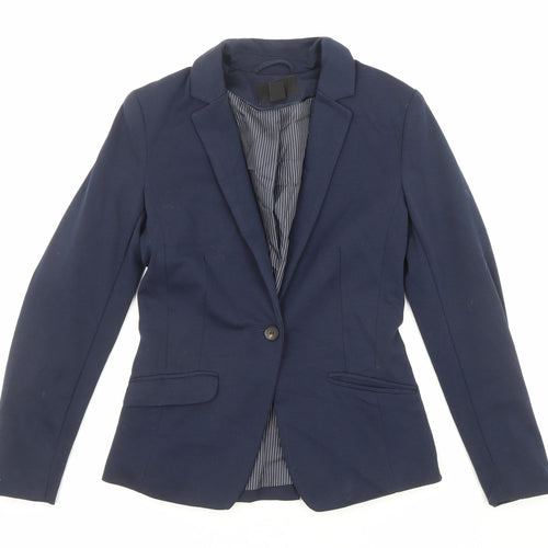 H&M Womens Blue Jacket Blazer Size 4 Button