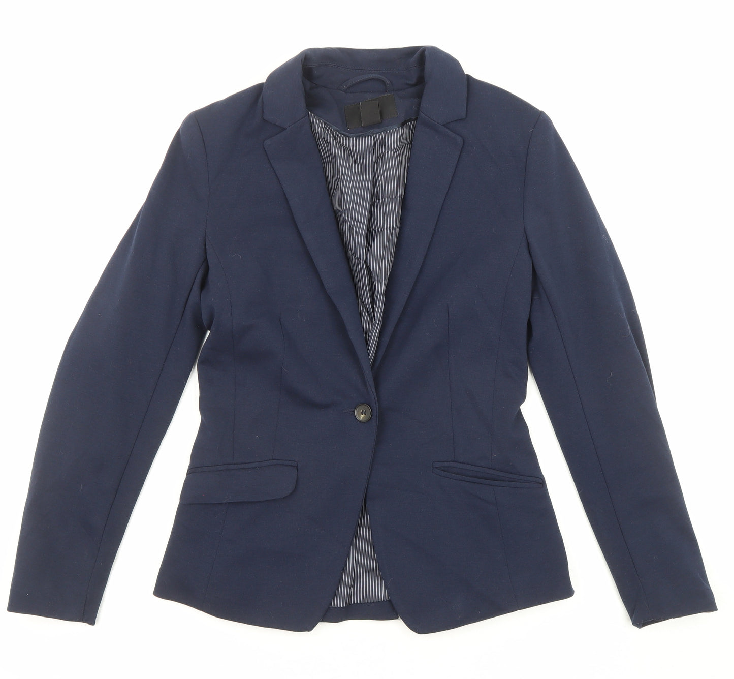 H&M Womens Blue Jacket Blazer Size 4 Button