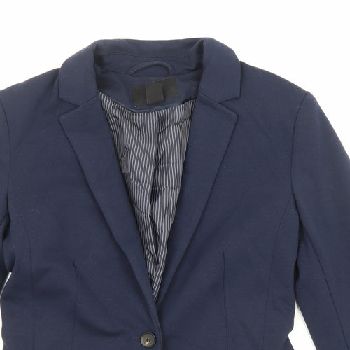 H&M Womens Blue Jacket Blazer Size 4 Button