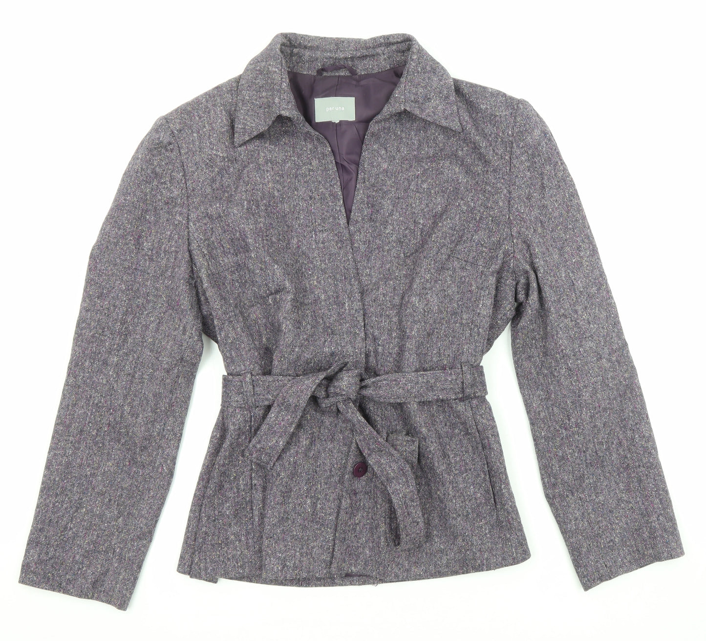 Per Una Womens Purple Geometric Jacket Size 18 Button