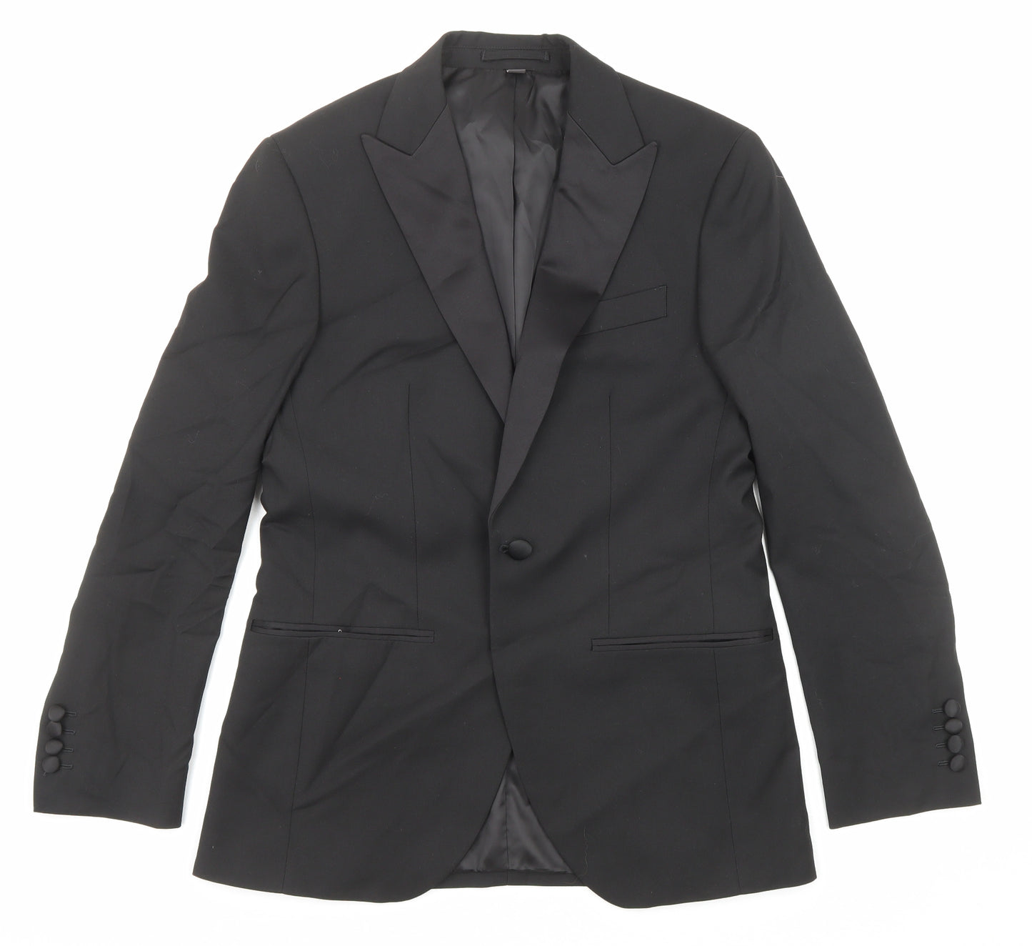 Marks and Spencer Mens Black Polyester Tuxedo Suit Jacket Size 36 Regular