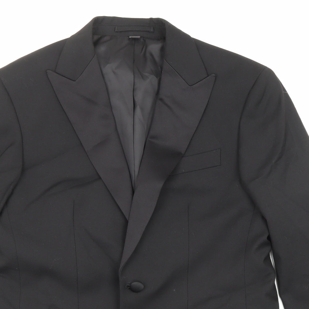 Marks and Spencer Mens Black Polyester Tuxedo Suit Jacket Size 36 Regular