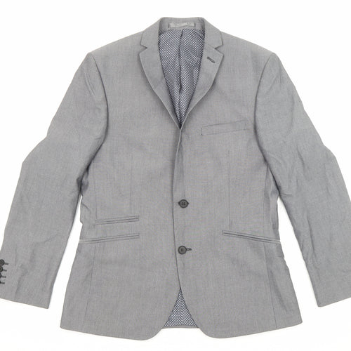 Limehaus Mens Grey Polyester Jacket Suit Jacket Size 40 Regular