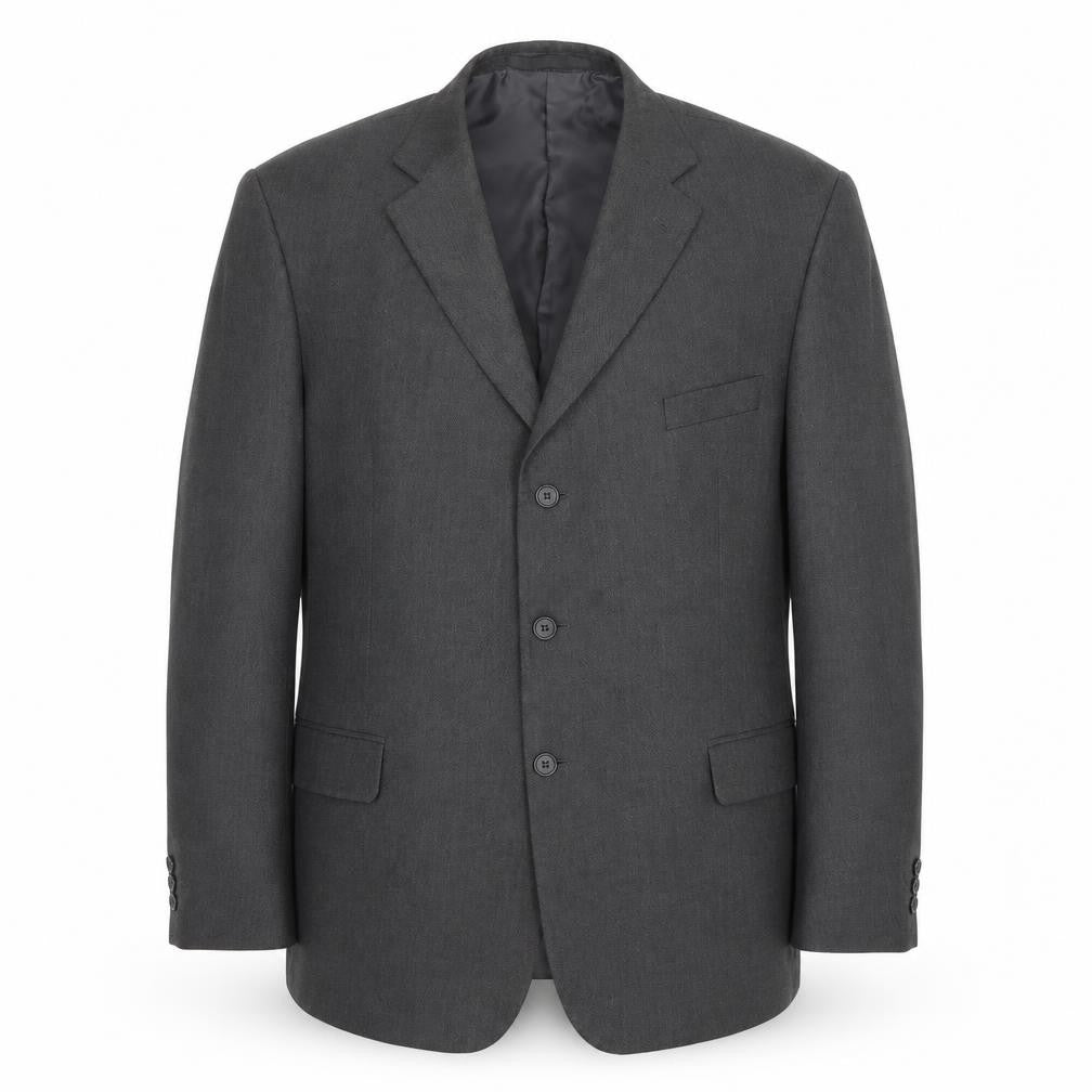 Front view of Marks & Spencer men’s grey polyester jacket suit jacket, size 48, regular