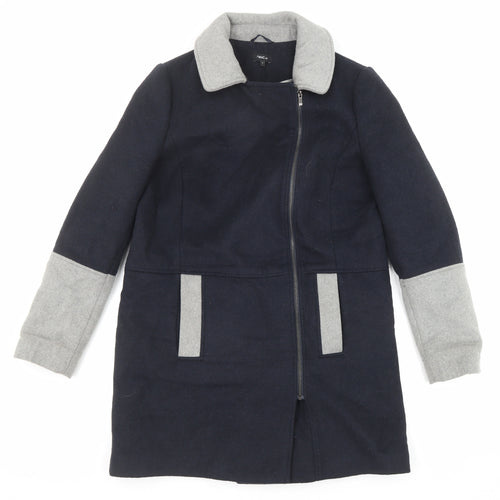 NEXT Womens Blue Overcoat Coat Size 12 Zip
