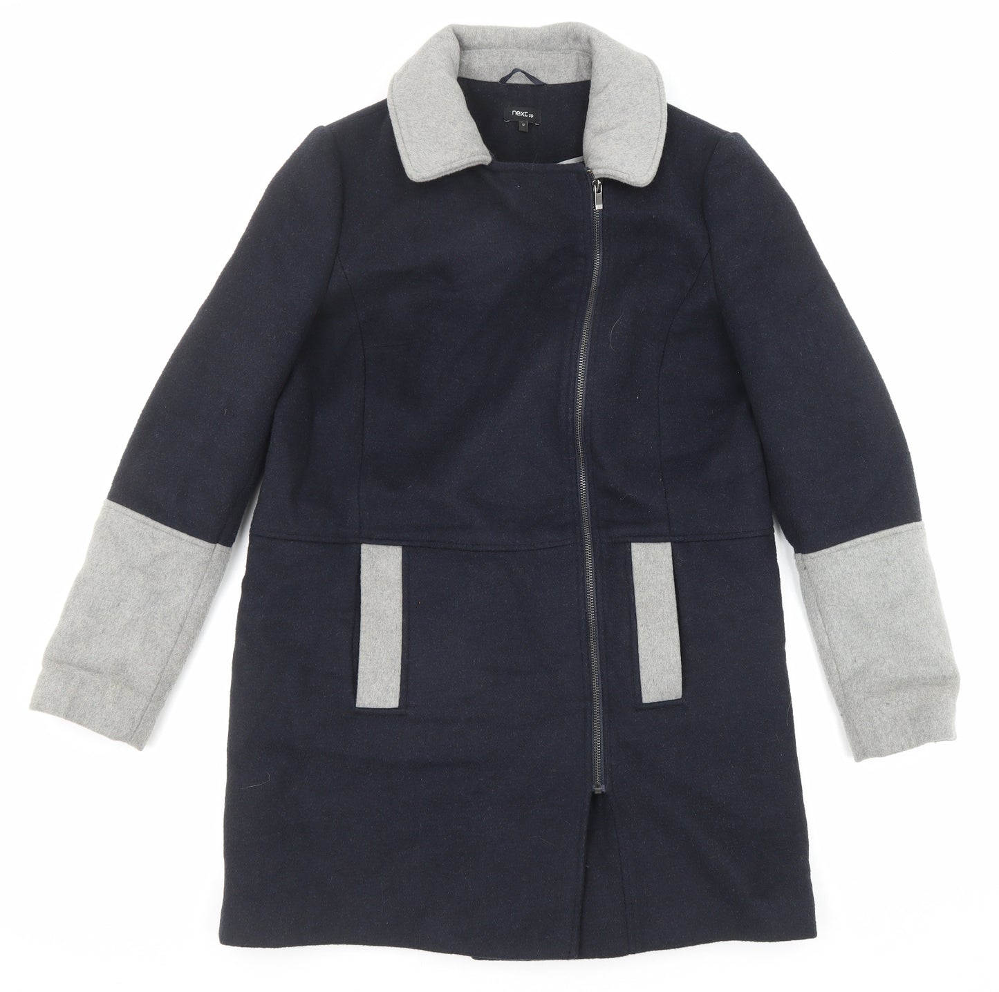 NEXT Womens Blue Overcoat Coat Size 12 Zip