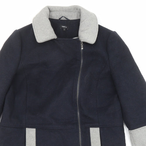 NEXT Womens Blue Overcoat Coat Size 12 Zip