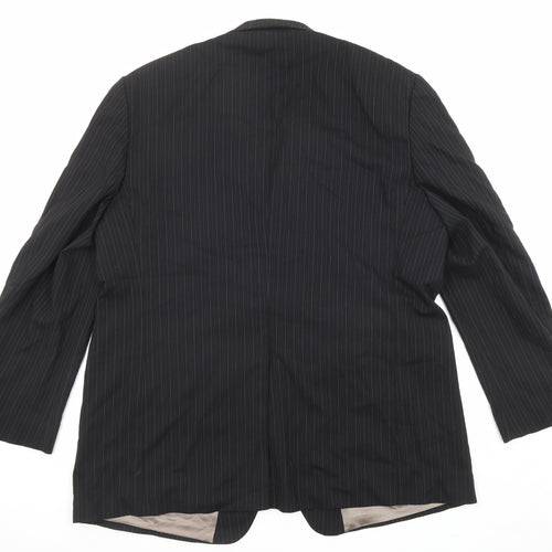Marks and Spencer Mens Black Striped Wool Jacket Suit Jacket Size 48 Regular