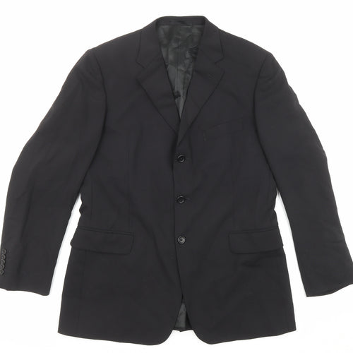 Limeys Mens Black Wool Jacket Suit Jacket Size 42 Regular - Five-Button Sleeve