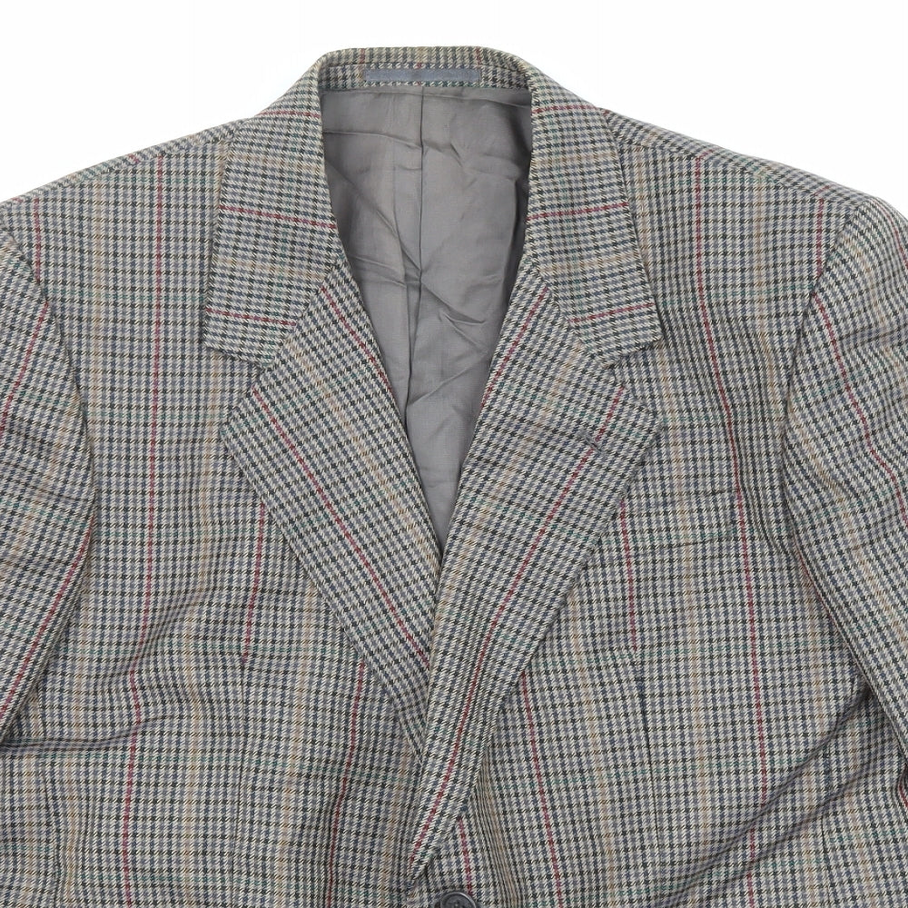 Diplomat Mens Multicoloured Geometric Wool Jacket Blazer Size 40 Regular
