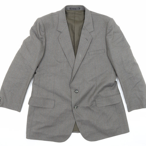 Grendale Mens Grey Striped Wool Jacket Suit Jacket Size 44 Regular