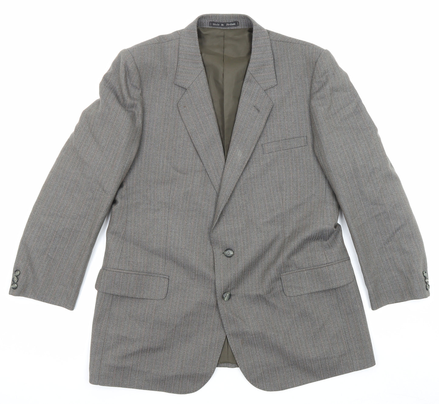 Grendale Mens Grey Striped Wool Jacket Suit Jacket Size 44 Regular