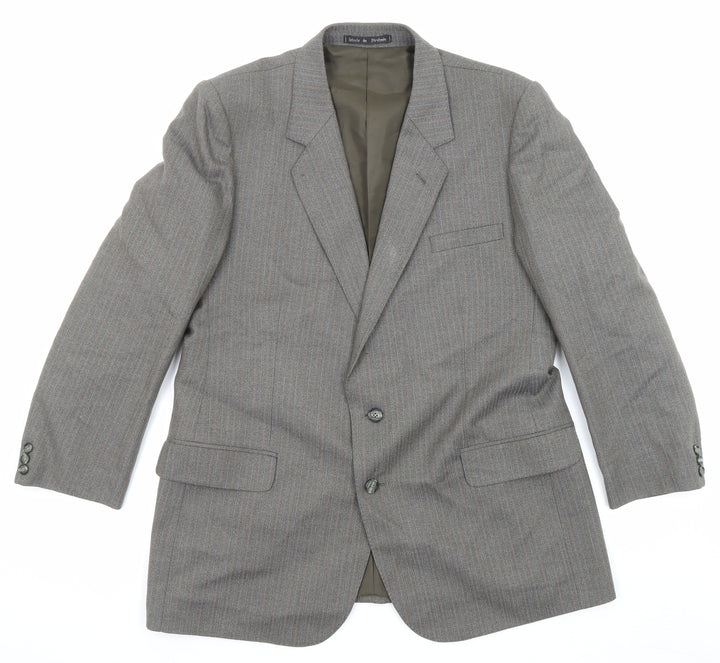 Grendale Mens Grey Striped Wool Jacket Suit Jacket Size 44 Regular