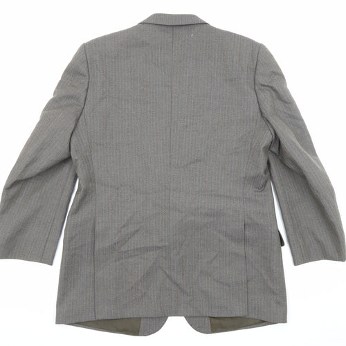 Grendale Mens Grey Striped Wool Jacket Suit Jacket Size 44 Regular