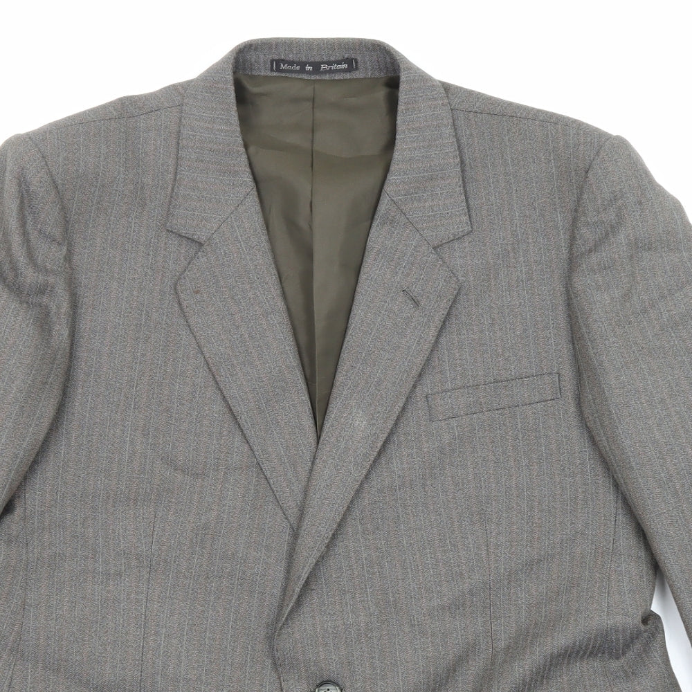Grendale Mens Grey Striped Wool Jacket Suit Jacket Size 44 Regular