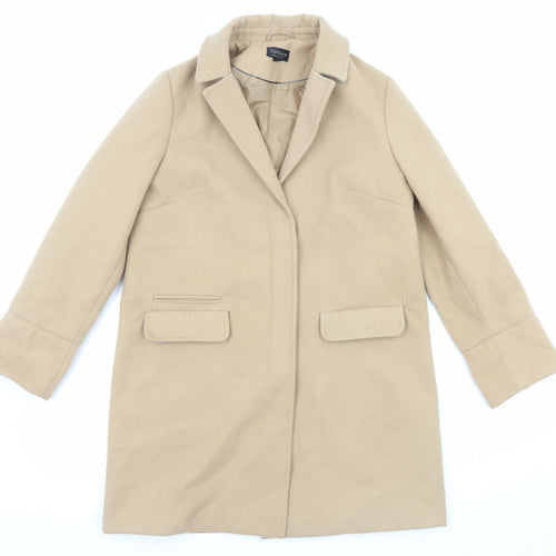 Topshop Womens Beige Overcoat Coat Size 10 Button