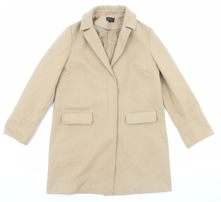 Topshop Womens Beige Overcoat Coat Size 10 Button