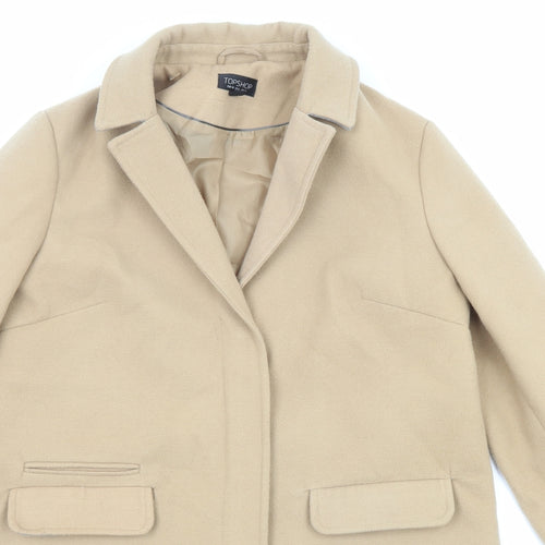Topshop Womens Beige Overcoat Coat Size 10 Button