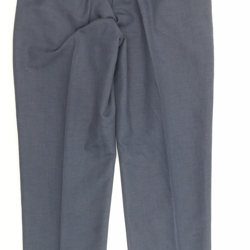 BHS Mens Blue Polyester Dress Pants Trousers Size 38 in L31 in Regular Zip