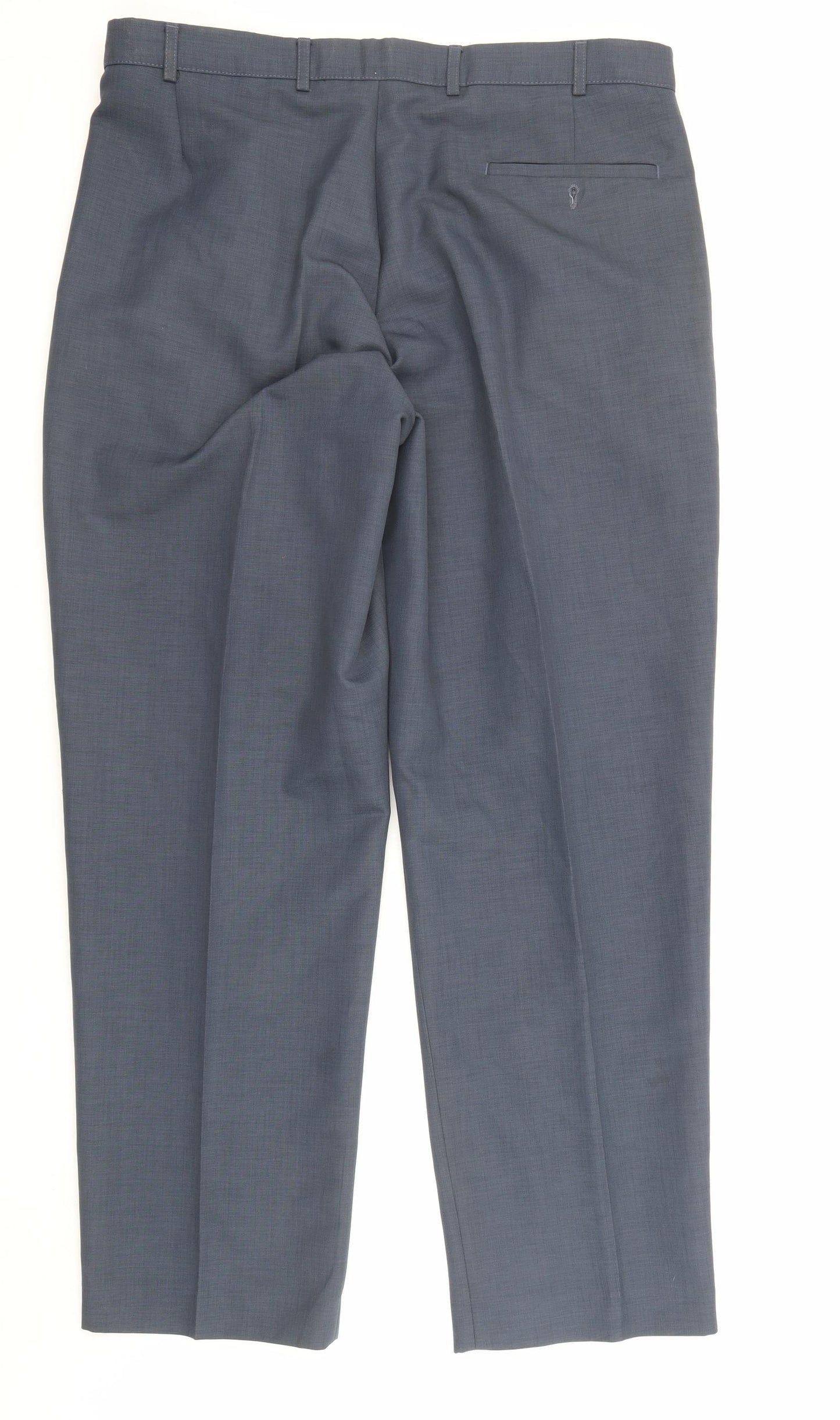 BHS Mens Blue Polyester Dress Pants Trousers Size 38 in L31 in Regular Zip