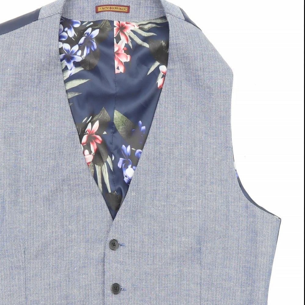 Skopes Mens Blue Polyester Jacket Suit Waistcoat Size 42 Regular