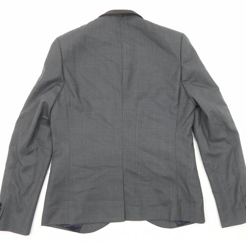 Topman Mens Grey Wool Tuxedo Suit Jacket Size 42 Regular