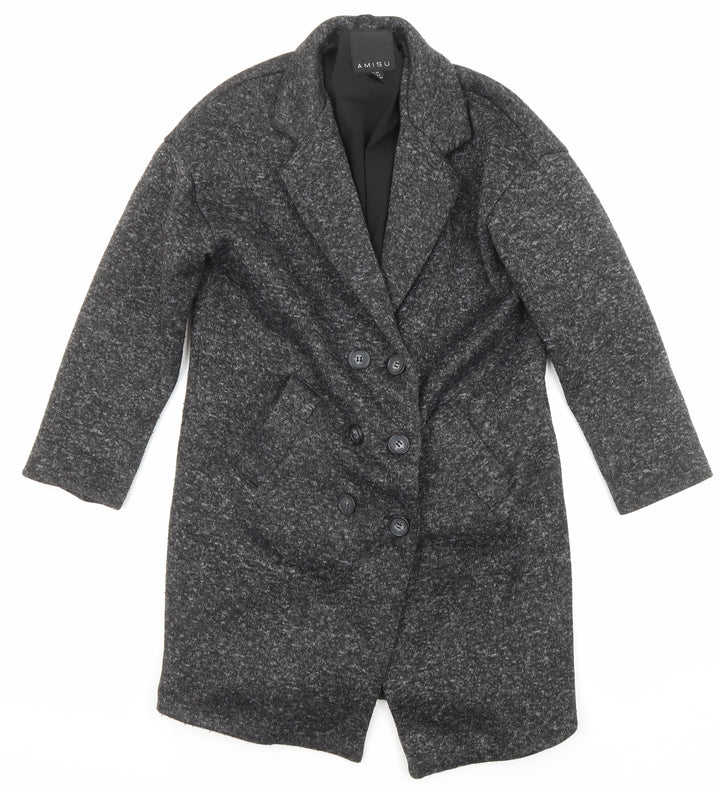 Amisu Womens Grey Overcoat Coat Size 6 Button
