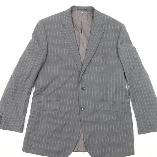 City Survival Mens Grey Striped Polyester Jacket Suit Jacket Size 44 Regular