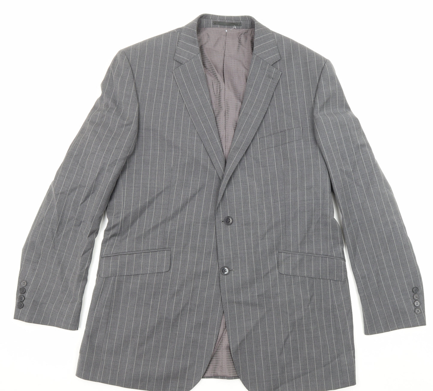 City Survival Mens Grey Striped Polyester Jacket Suit Jacket Size 44 Regular