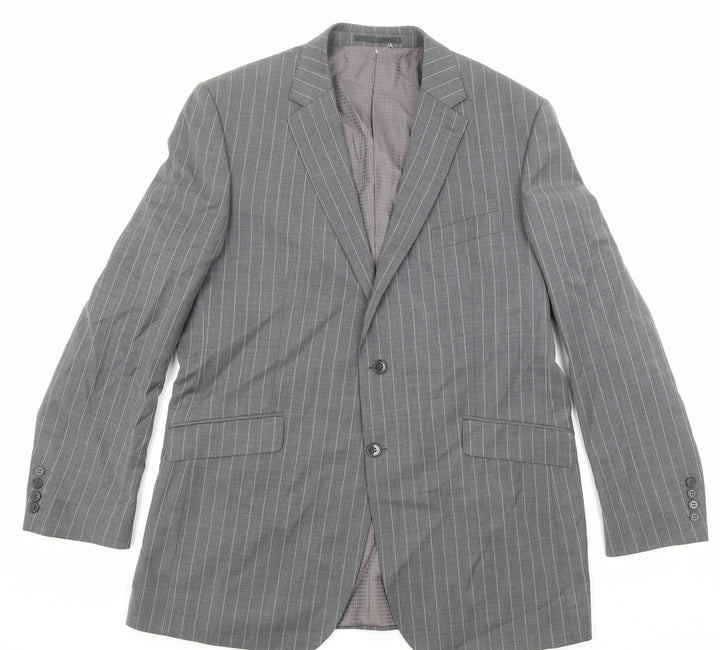 City Survival Mens Grey Striped Polyester Jacket Suit Jacket Size 44 Regular