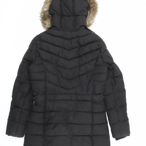 New Look Womens Black Quilted Coat Size 12 Zip