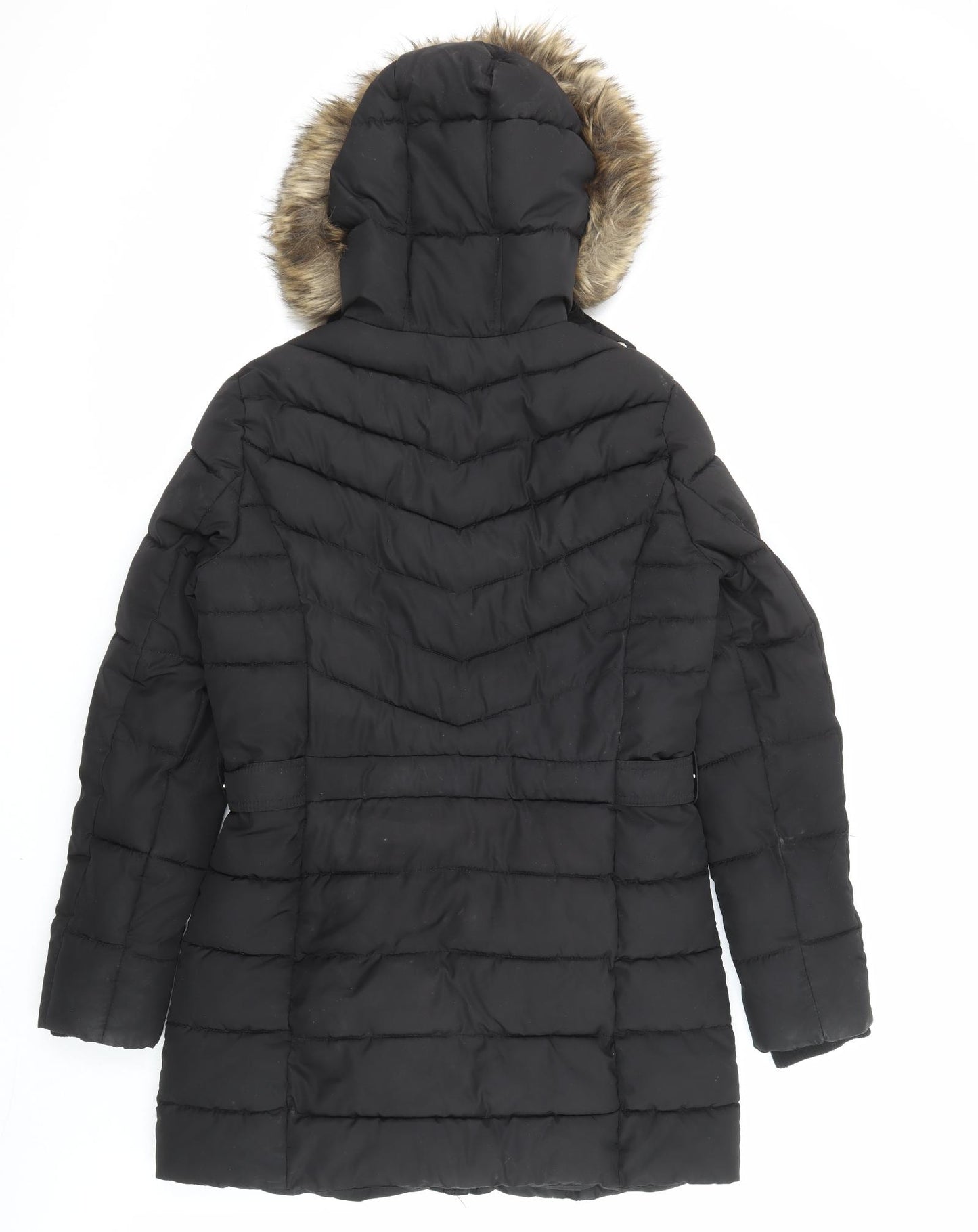 New Look Womens Black Quilted Coat Size 12 Zip