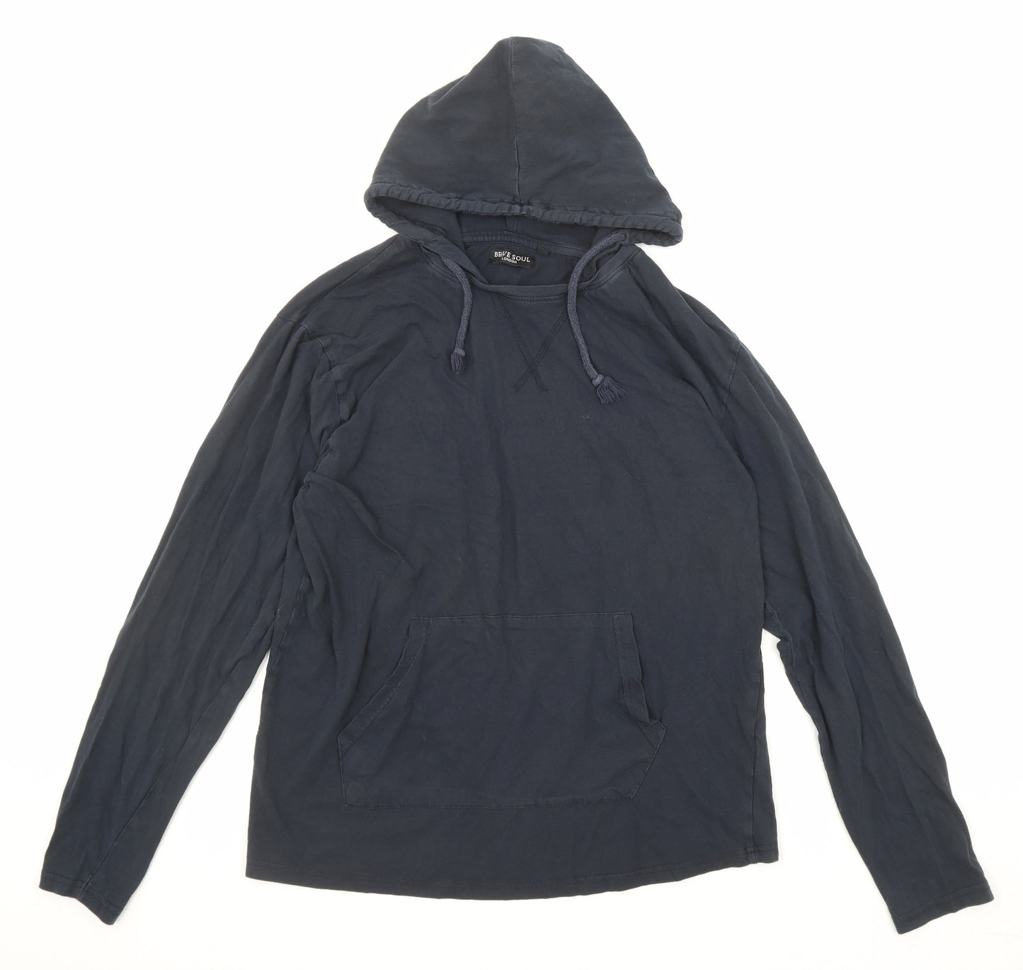 Brave Soul Womens Blue Cotton Pullover Hoodie Size L Pullover