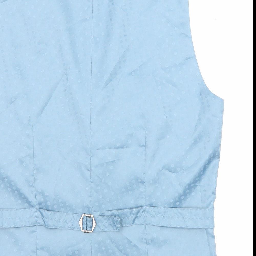 Burton Mens Blue Polyester Jacket Suit Waistcoat Size 38 Regular