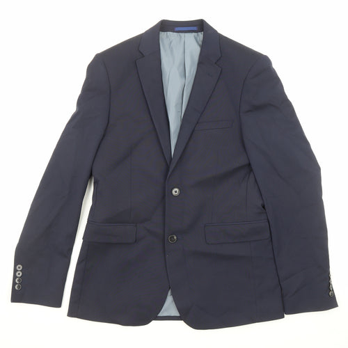 Burton Mens Blue Polyester Jacket Suit Jacket Size 36 Regular