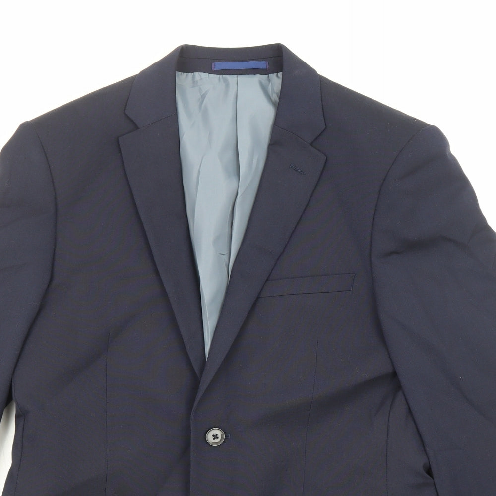 Burton Mens Blue Polyester Jacket Suit Jacket Size 36 Regular