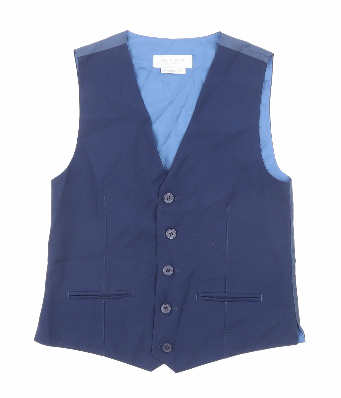 John Lewis Boys Blue Jacket Waistcoat Size 11 Years Button