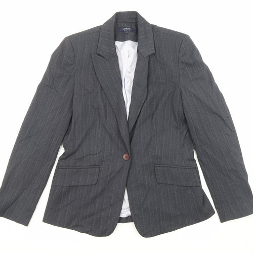 Debenhams Womens Grey Pinstripe Polyester Jacket Suit Jacket Size 12