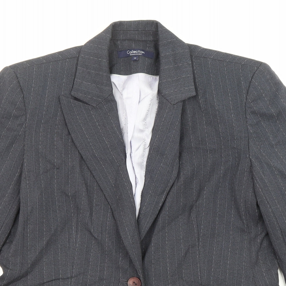 Debenhams Womens Grey Pinstripe Polyester Jacket Suit Jacket Size 12