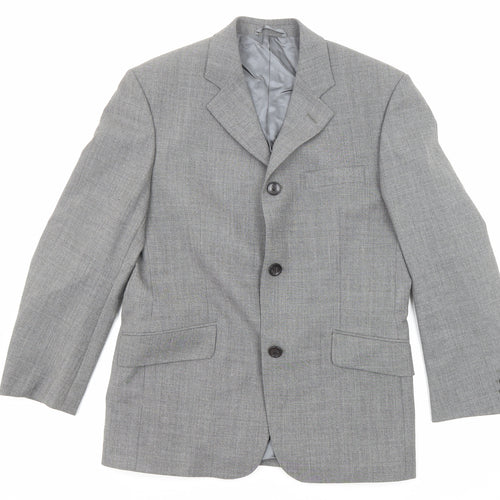 REMUS Mens Grey Polyester Jacket Suit Jacket Size 38 Regular