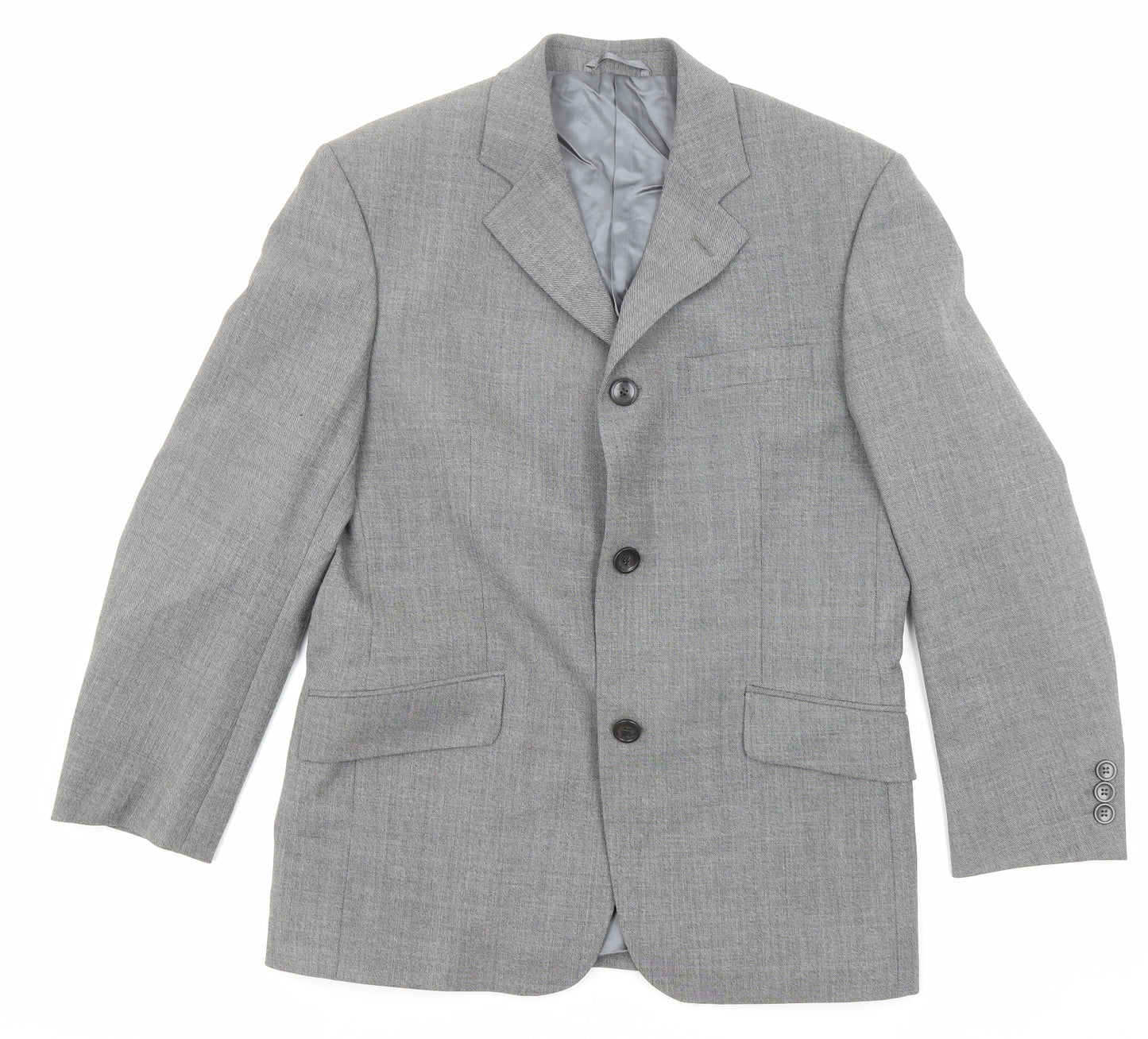 REMUS Mens Grey Polyester Jacket Suit Jacket Size 38 Regular
