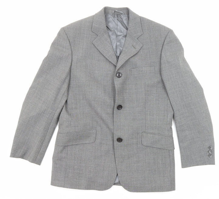 REMUS Mens Grey Polyester Jacket Suit Jacket Size 38 Regular