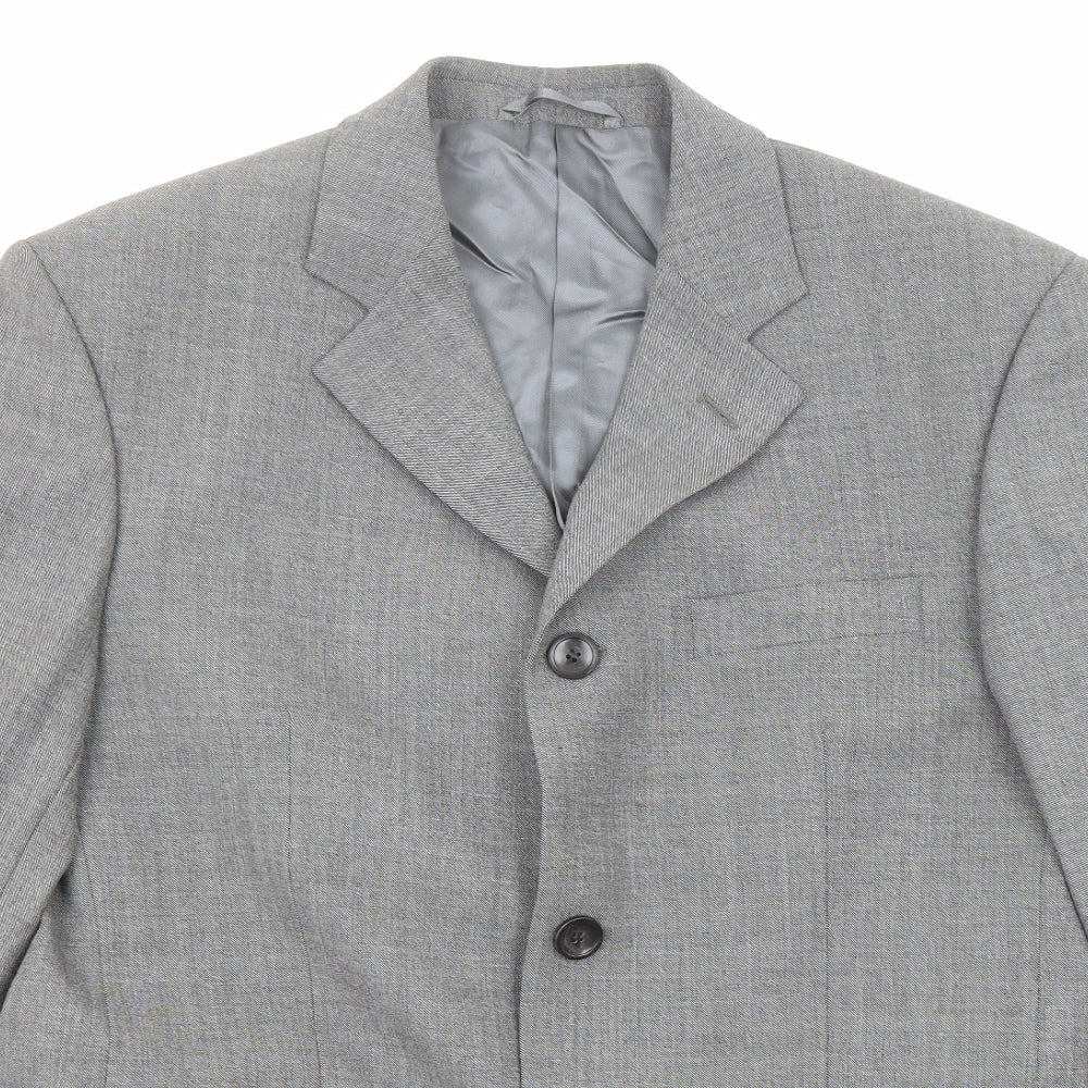 REMUS Mens Grey Polyester Jacket Suit Jacket Size 38 Regular